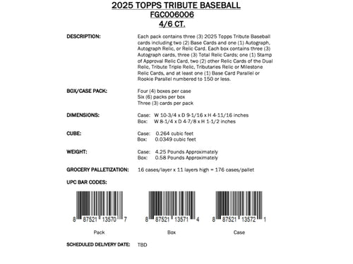 Topps Tribute Baseball 2025 - Hobby Box