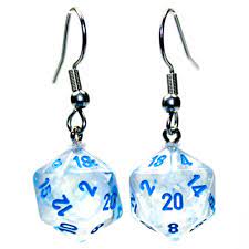 Chessex Hook Earrings Pair Borealis Icicle Mini D20