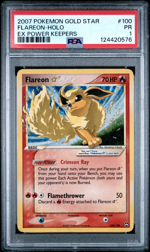 Flareon-holo #100 EX Power Keepers Pokemon 2007 PSA 1