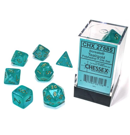 Borealis™ – Polyhedral Teal w/gold 7-Die Set
