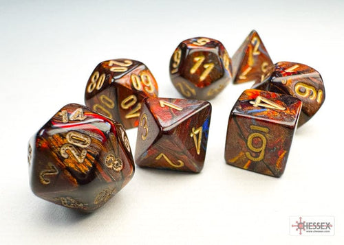 Scarab™ – Mini-Polyhedral Blue Blood w/gold 7-Die Set