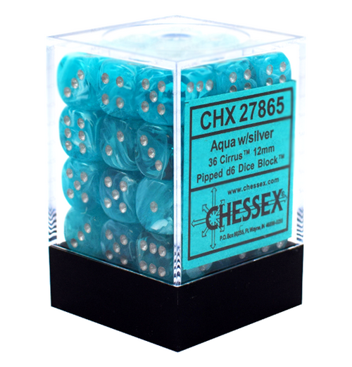 Cirrus™ – 12mm d6 Aqua w/silver Dice Block™