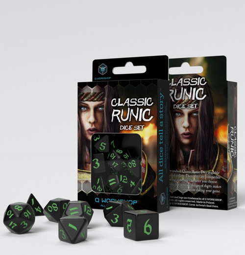 Classic Runic: Dice Set - Black & Green