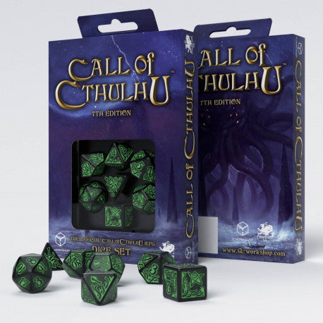 Call of Cthulhu RPG: Black & Green Dice Set