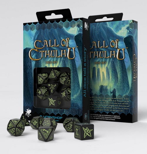 Call of Cthulhu RPG: Black & Glow-in-the-Dark - Dice Set