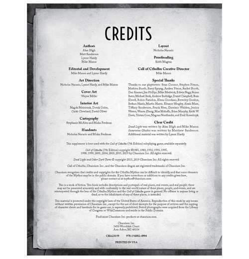 Call of Cthulhu RPG: Dead Light and Other Dark Turns (Eng)