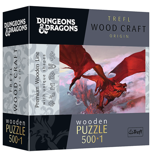 Trefl - Wooden Shaped Puzzle - Ancient Red Dragon 500 + 1 (Puslespil)