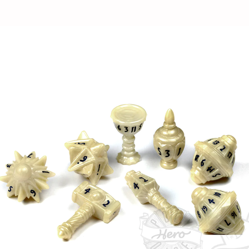 PolyHero Cleric 8 DIce Set Celestial Ivory