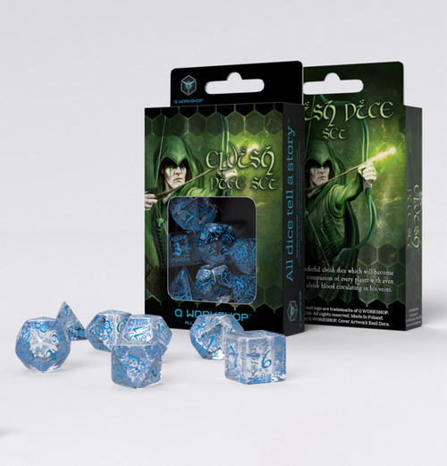 Elvish: Dice Set - Translucent & Blue