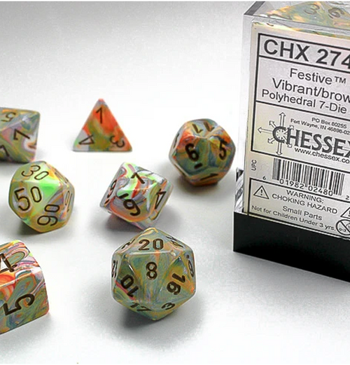 Festive™ – Polyhedral Vibrant w/brown 7-Die Set