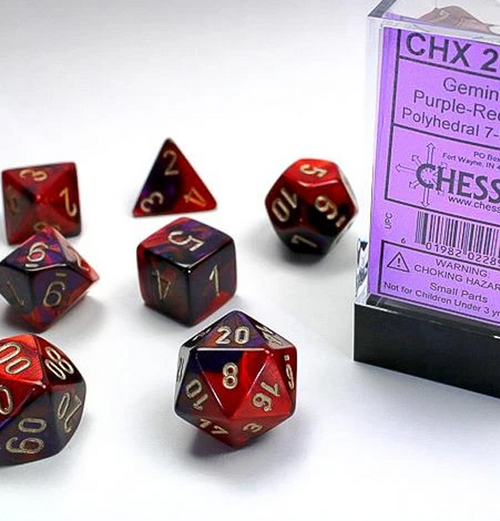 Gemini™ – Polyhedral Purple-Red w/gold 7-Die Set