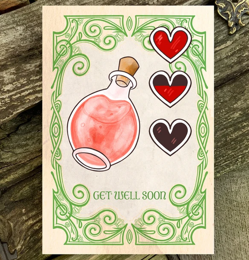 Postkort: Get Well Soon (med kuvert)