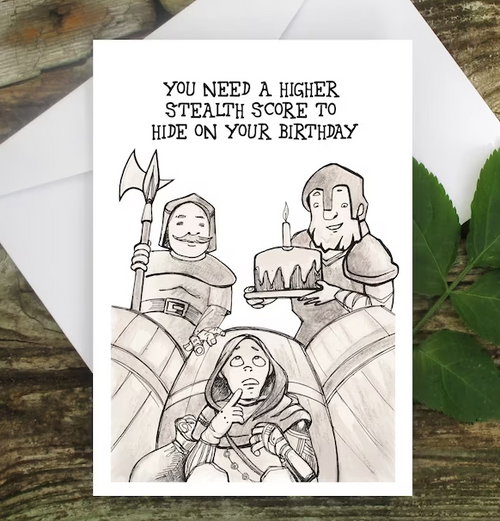 Fødselsdagskort: You need a higher Stealth Score to hide on your Birthday (med kuvert)