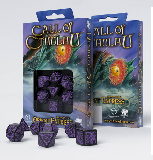Call of Cthulhu RPG: Horror on the Orient Express - Black & purple Dice Set