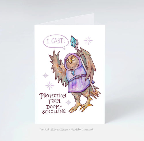 Fødselsdagskort: Protection from Doom Scrolling (med kuvert)