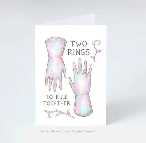 Bryllupskort: Two Rings, To Rule Together (med kuvert)