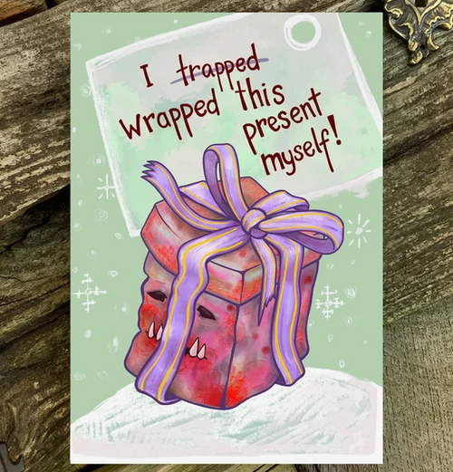 Julekort: I Wrapped this Present Myself (med kuvert)