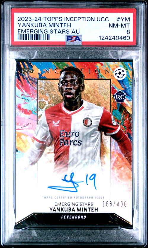 Yankuba Minteh #YM Topps Inception UEFA Club Competitions Emerging Stars Rookie Autographs 2023 PSA 8