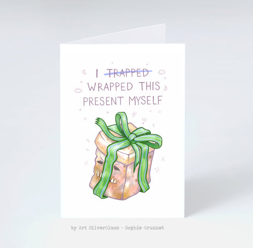 Fødselsdagskort: Trapped Present (med kunvert)