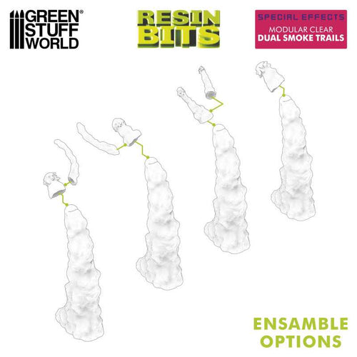 Green Stuff World: 3D Printed Set - Special Effects - Modular Clear Dual Smoke Trails