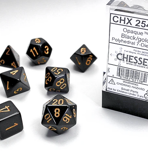 Opaque – Polyhedral Black w/gold 7-Die Set