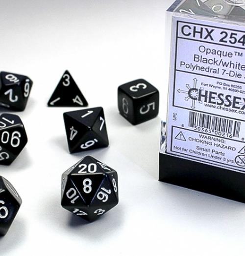 Opaque™ – Polyhedral Black w/white 7-Die Set