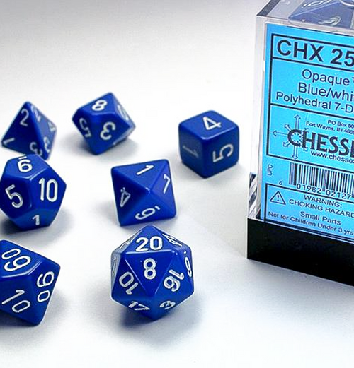 Opaque™ – Polyhedral Blue w/white 7-Die Set