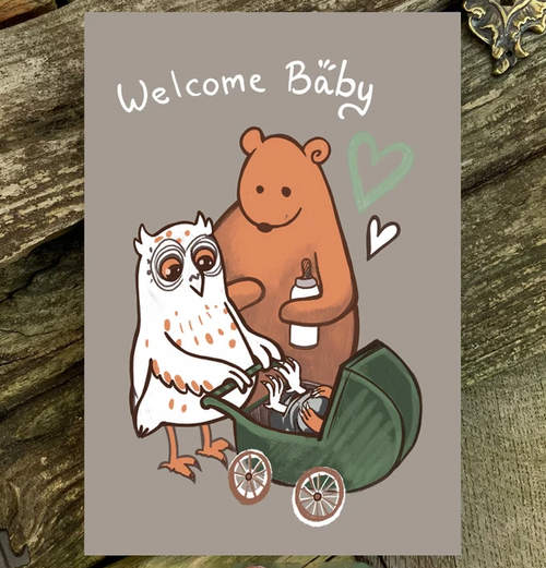 Postkort: Owlbear Baby (med kuvert)