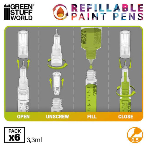 Green Stuff World: Refillable Paint Pen 0.5mm (6 Stk)