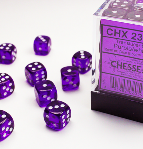 Translucent – 12mm d6 Purple w/white Dice Block™