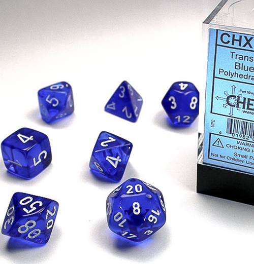 Translucent™ – Polyhedral Blue w/white 7-Die Set