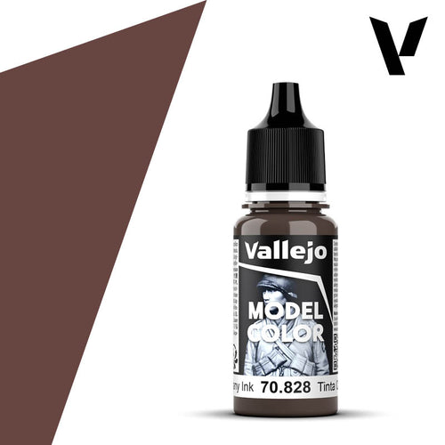 Vallejo Model Color: (70828) Mahogany Ink 18ml