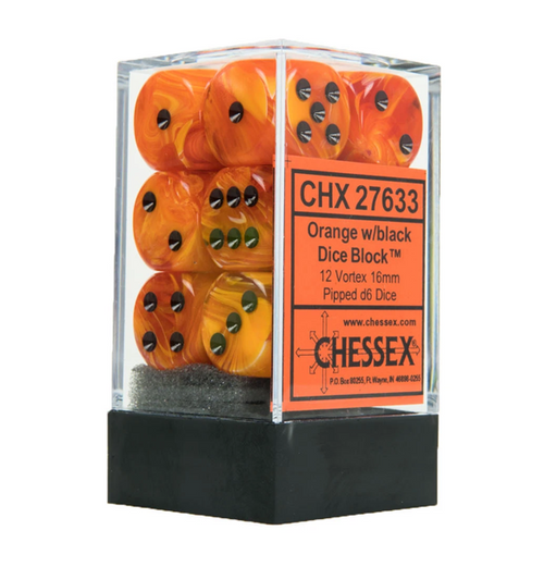 Vortex™ – 16mm d6 Orange w/black Dice Block