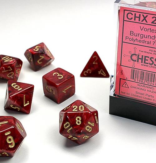 Vortex – Polyhedral Burgundy w/gold 7-Die Set