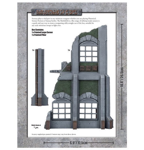 Battlefield in a box: Gothic Industrial Ruins - Large Corner bagside