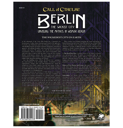 Call of Cthulhu RPG: Berlin - The Wicked City bagside