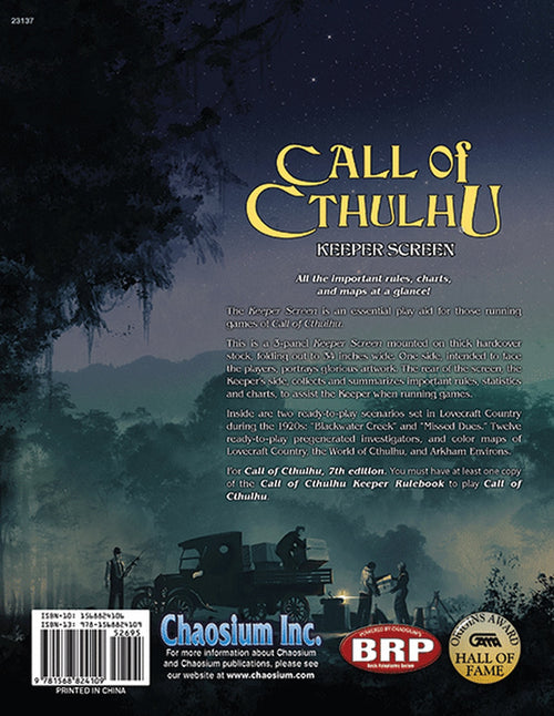 Call of Cthulhu Keeper Screen Pack bagside