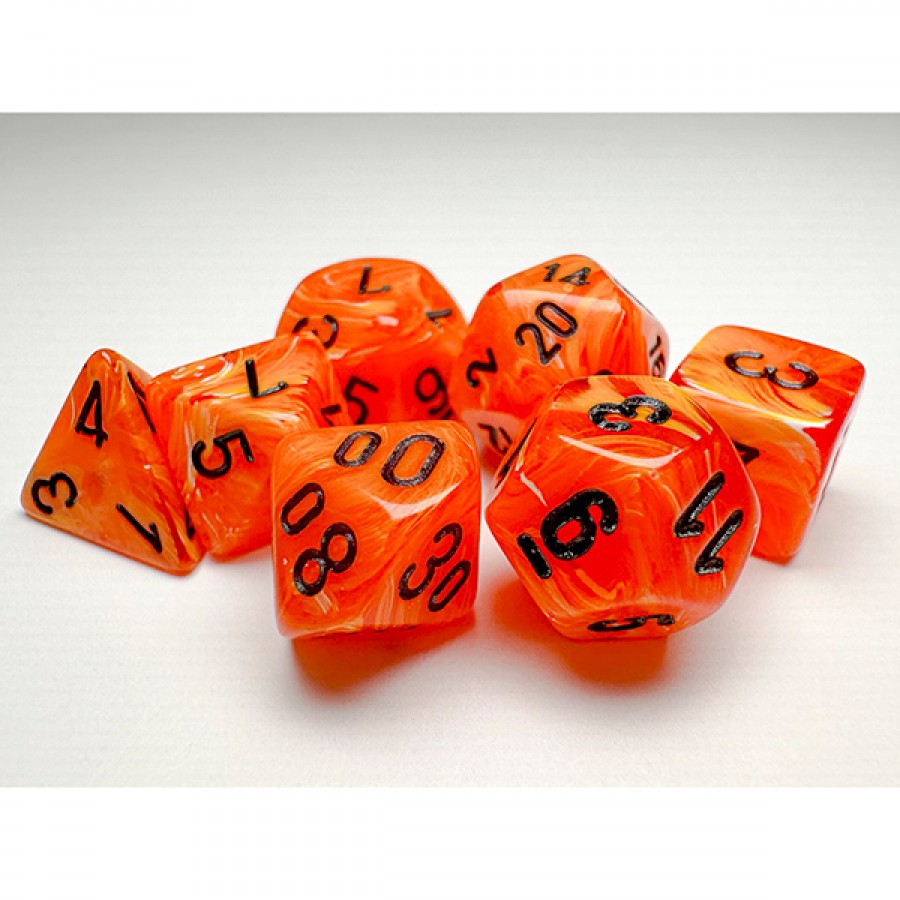Vortex™ – Mini-Polyhedral Orange w/black 7-Die Set