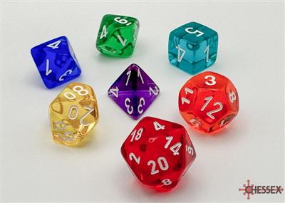 Translucent™ – Polyhedral Chessex Prism GM & Beginner 7-Die Set