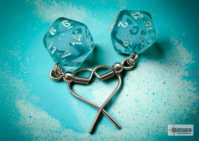 Chessex Hook Earrings Pair Translucent Teal Mini D20