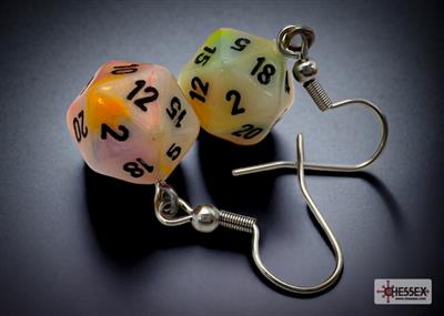 Chessex Hook Earrings Pair Festive Circus Mini D20