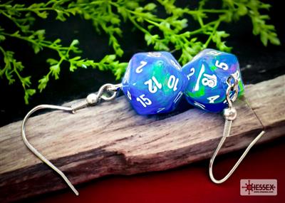 Chessex Hook Earrings Pair Festive Waterlily Mini D20