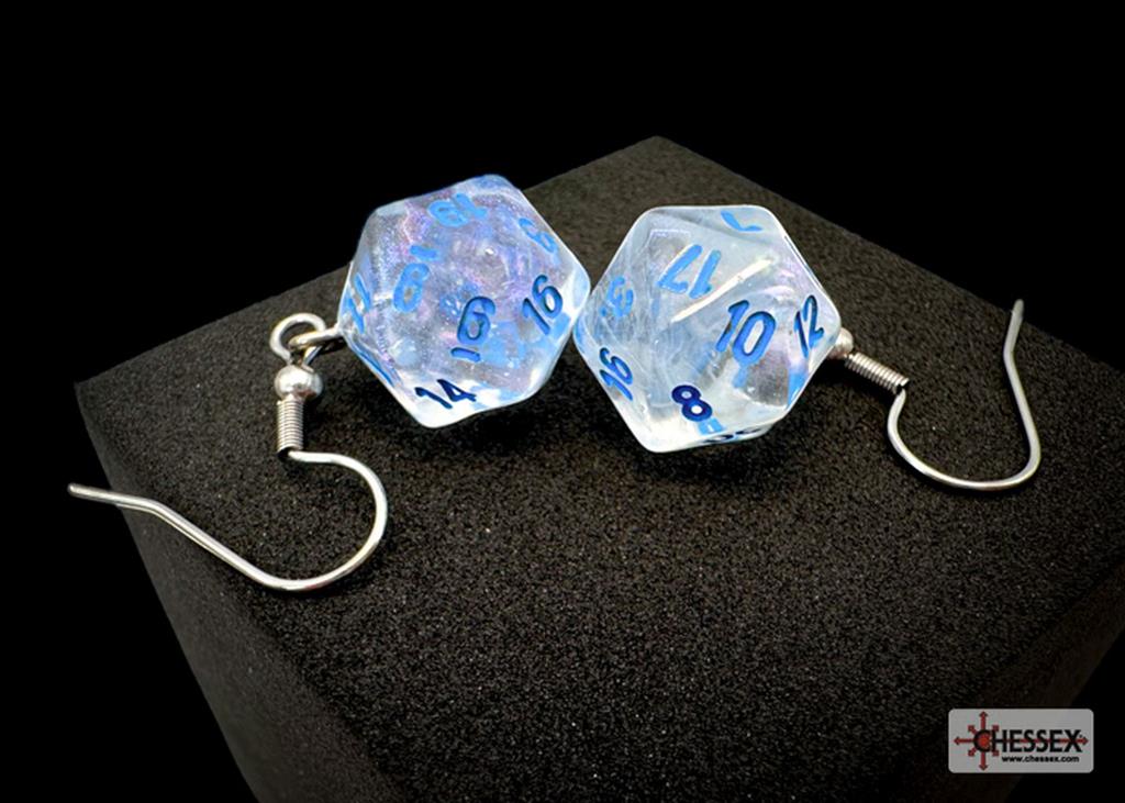 Chessex Hook Earrings Pair Borealis Icicle Mini D20