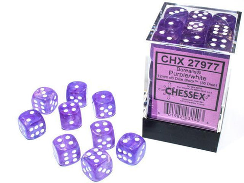 Borealis™ - 12mm d6 Purple/white Luminary Dice Block