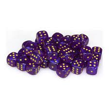 Borealis™ - 12mm d6 Royal purple/gold Luminary Dice Block