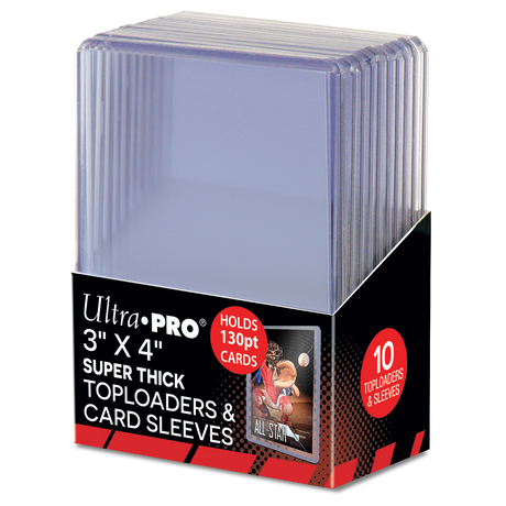 Ultra PRO 3" X 4" Super Thick 130PT Toploader with Thick Penny Sleeves (10)