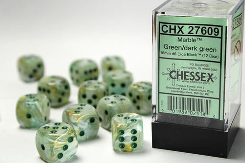 Marble™ – 16mm d6 Green w/dark green Dice Block