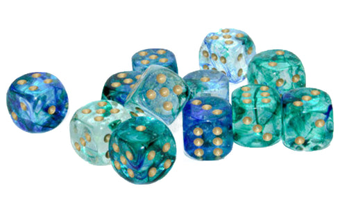 Nebula™ – 16mm d6 Oceanic/gold Luminary Dice Block