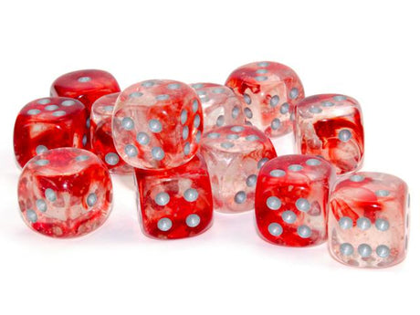 Nebula™ – 16mm d6 Red/silver Luminary Dice Block