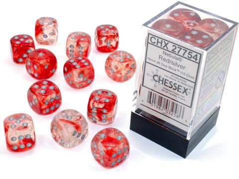 Nebula™ – 16mm d6 Red/silver Luminary Dice Block